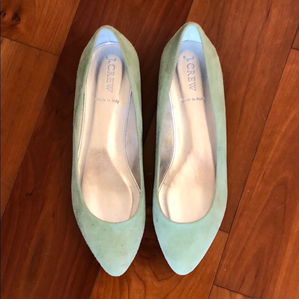 Jcrew Mint Green Suede Flats Size 9